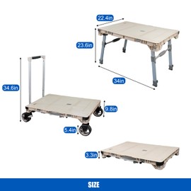 APOXCON 3-in-1 Camping Table Cart Multi-Purpose Used as Picnic Table & Dolly Cart & Platform Truck with Swivel Wheels for Camping Travel Shopping Outdoor