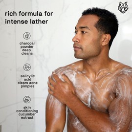 Black Wolf Charcoal Powder Body Wash for Men- 10 Fl Oz- Charcoal Powder and Salicylic Acid Reduce Acne Breakouts and Cleanse Your Skin- Rich Lather for Full Coverage and Deep Clean - Paraben-Free