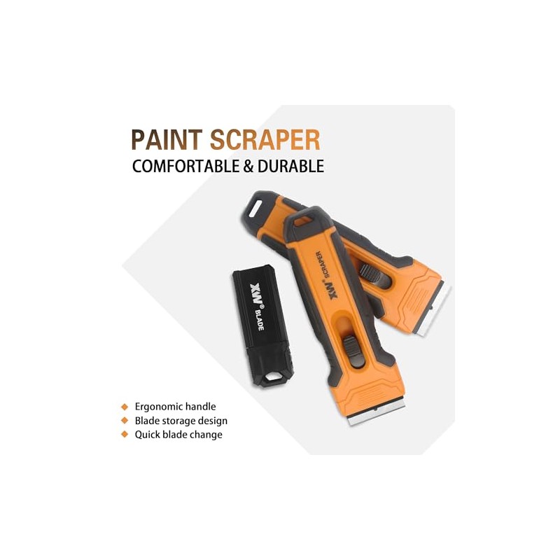 XW 2-Pack Razor Blade Scraper with 4 Spare Blades in