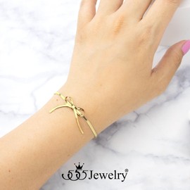 555Jewelry 5MM Stainless Steel Silver Herringbone Bracelet for Women | Bow Tie Silver Snake Chain Bracelet for Women | Flat Silver Bow Bracelet, Stainless Steel, no gemstone