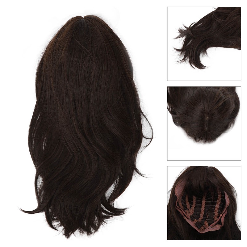 Women Synthetic Wig Long Straight Black Wigs Elastic Hair Wig