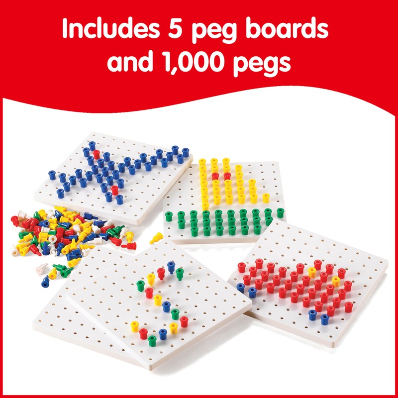edxeducation Pegs and Peg Board Set | 1,000 Pegs and