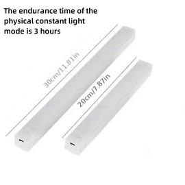USB Rechargeable LED Under Cabinet Light, Magnetic Wireless Night Light with Motion-Sensor Function, Warm Light, Suitable for Corridor, Stairs, Bedside, Wardrobe, Decorative Wall Light:_30Cm three colors - 1pc_White