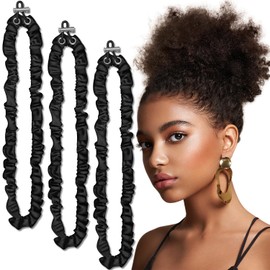 Adjustable Hair Tie Silk Satin Extra Length Hair Scrunchies No Slip Ouchless Hairband for Women-Stylish, Durable, Easy Use Hair Accessories for Thick Curly Natural Hair, Ponytails (Black, One size)