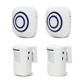 Motion Sensor Door Chime for Store - Wireless Driveway Alarm with 2 Receivers and 2 Sensors, Driveway Motion Detector, Home Security Visitor Bell