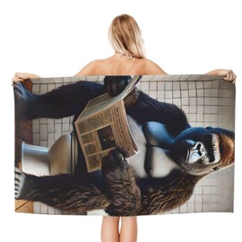 VODRM Funny Monkey Reading Newspaper Beach Towel,32x52in Microfiber Quick Dry Humorous Cool Gorilla Bathtub Bath Towels,Soft Lightweight Oversized Sand Free,for Travel Pool Swimming Gym Decor,Gifts