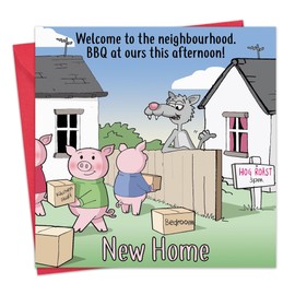Twizler Funny New Home Card Funny Three Little Pigs & Wolf - Funny New House Card
