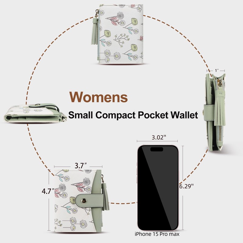 yiijay Small Wallet for Women RFID Blocking Tassle Bifold Slim