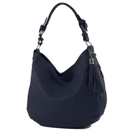 modamoda de T200 Women's Leather Shoulder Bag Handbag, Handmade in Italy, darkblue