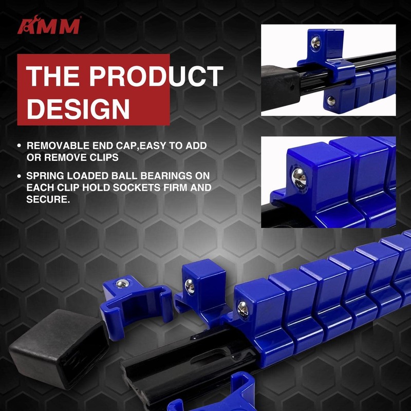 AMM 9-Piece Socket Organizer, 1/2 inch, 3/8 inch and 1/4