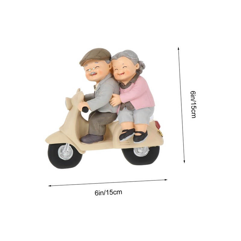 Gatuida 1Pc Elderly Couple Figurine Hand Painted Resin Statue Romantic