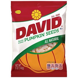 DAVID Seeds Salted and Roasted Pumpkin Seeds, Keto Friendly Snack, 5 OZ Bags, 12 Pack