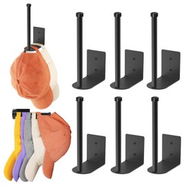 Durmmur 6 Pack Hat Racks for Baseball Caps, Stainless Steel Hat Organizer for Baseball Cap, Hat Holder Storage Organizer, Hat Hanger Strong Adhesive/Wall Drilled for Door, Bedroom, Closet(Black 6 in)