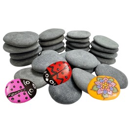 MSACC 26PCS Rocks for Painting, 2-3 Inch Medium River Rocks to Paint, Flat Painting Rocks,Smooth Kindness Rocks for Crafts, DIY,Garden Decoration