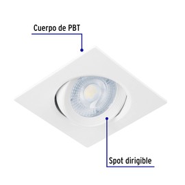 Volteck Lait EMP-106L, Luminario de LED 5 W empotrar cuadrado color blanco spot dirigible