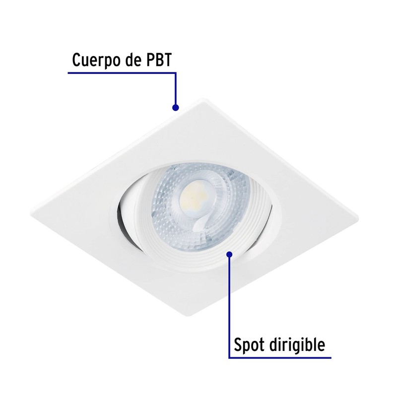 Volteck Lait EMP-106L, Luminario de LED 5 W empotrar cuadrado