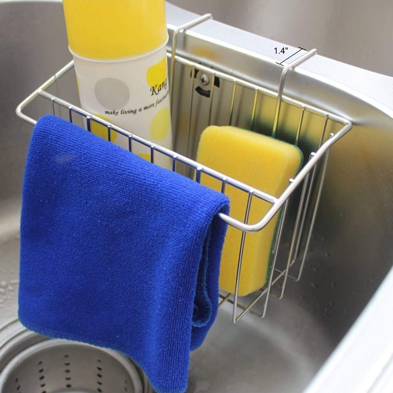 Sponge Holder, Sink Caddy Kitchen Brush Soap Dishwashing Liquid Drainer
