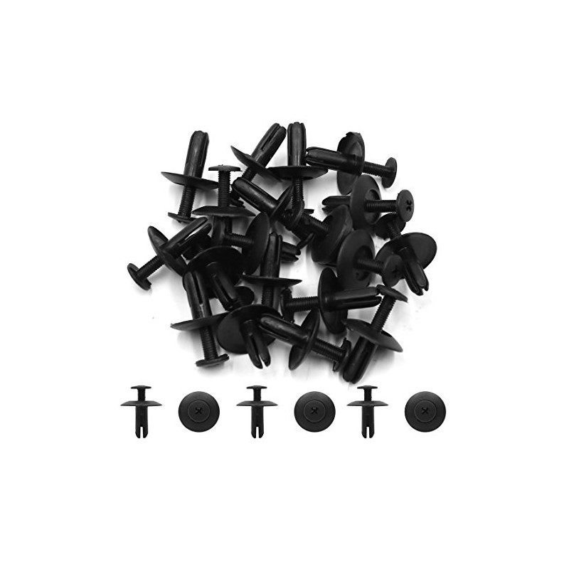 uxcell 20Pcs Black Plastic Rivets Push Pin Fastener Retainer Clips