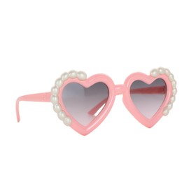 ALLY-MAGIC Kids Heart Shaped Sunglasses Pearl Love Heart Sunglasses for Girls UV400 Protection Vintage Glasses Children's Eyewear for Kids Birthday Summer Party Beach Y7ZZAXTJ