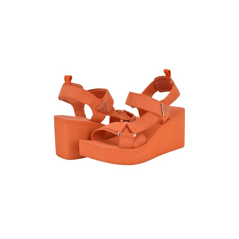 GUESS Women's Daysa Wedge Sandal, Orange Logo 800, 7