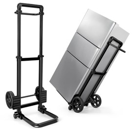 KEDSUM Dolly Cart with Wheels, Upgrade Labor-Saving Folding Dolly with Training Wheels, Heavy Duty Hand Truck Cart with Pedal Rod,Thickened Iron Pipe for Moving, Furniture, Warehouse Use