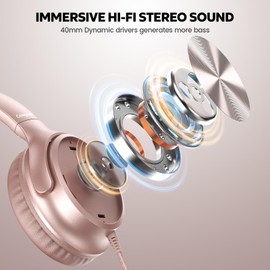Cowyawn Auriculares con USB-C cableados, auriculares de diadema con micrófono, control de volumen, sonido estéreo HD, auriculares plegables y ligeros para adultos/adolescentes/Chromebooks/laptop