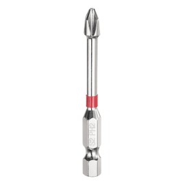 HARFINGTON #2 Anti Slip Phillips Impact Screwdriver Bit PH2 1/4" Hex Shank 2.6" (65mm) Magnetic Cross Head Drill Bits Mirror Chrome S2 Steel Screw Driver Power Electric Tools, Silver/Red