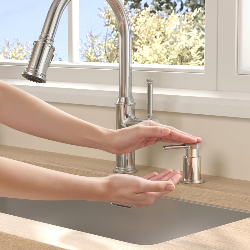 Lava Odoro Chrome Soap Dispenser for Kitchen Sink, Modern Brass