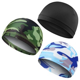 WY LIGHTING LEVEL 3Pcs Skull Caps Soft Lightweight Beanie Hats Moisture Wicking Stretchy Breathable Helmet Liner for Men Women Sports (UK, Alpha, One Size, Camouflage)