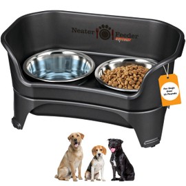 Neater Feeder Express Mess Proof Dog Bowls Elevated for Medium to Large Sized Breed, No Spill Raised Dog Food Bowl Stand, Stainless Steel Food and Water Bowl Set, Pet Dish Feeding Station, Black