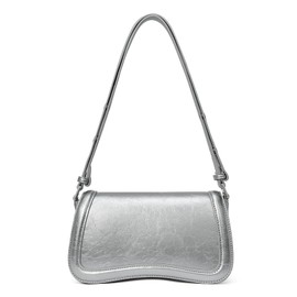 CLUCI Small Shoulder Bags,Crossbody Purses for Women Vegan Leather Handbag Clutch Hobo Purse, Silver, Fashion