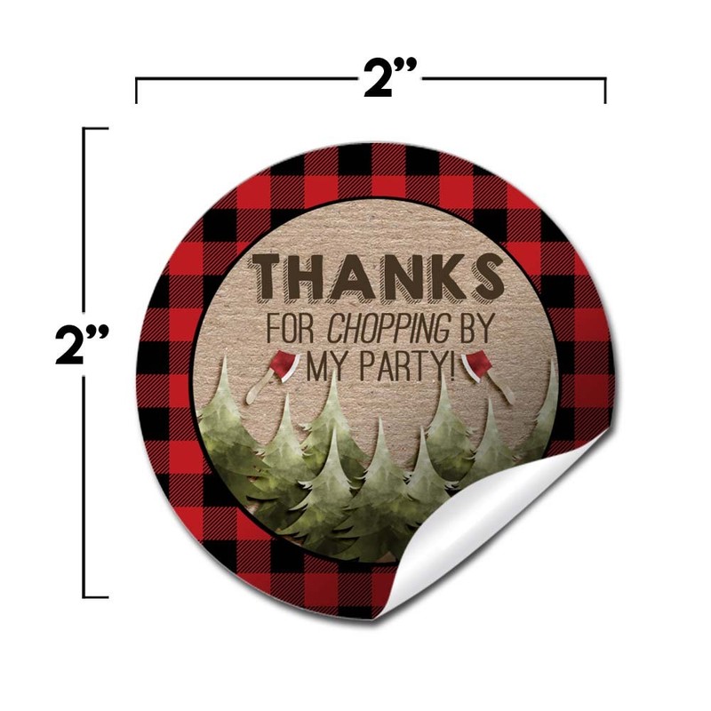 Rustic Lumberjack Thank You Birthday Party Sticker Labels, 40 2"