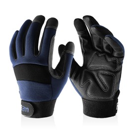 FOUR-AM Work Gloves Men & Women, Utility Mechanic Working Gloves High Dexterity Touch Screen For Multipurpose,Excellent Grip L