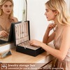 BEWISHOME Jewelry Box Organizer, 2-Layer Necklace Organizer Box, Modern Style