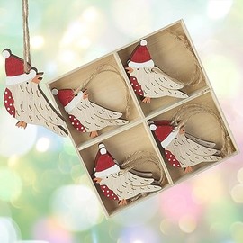 Luck and Luck Wooden Christmas Hanging Bird Tree Decorations x 8