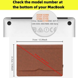 TYTX Leather Case Compatible with NEW MacBook Pro 13 Inch M2 M1 A2338 A2289 A2251 A2159 A1989 A1706 A1708 2021 2020-2016 Release,Leather Laptop Case Protective Folio Book Cover, Dark Brown