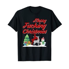 Merry Christmas Humour Offensive Ugly Sweater for Adults T-Shirt, black