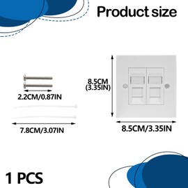CAT6 Ethernet Wall Socket, RJ45 Socket, CAT6 Ethernet Double Sockets RJ45 Network Wall Plate 2 Port with Keystone Jack Modular (White)