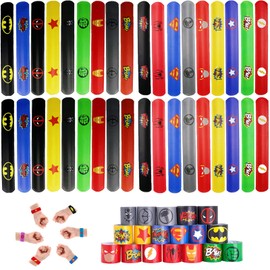36Pc Superhero Party Bags Fillers Kids Slap Bands,Superhero Avengers Slap Bands Slap Bracelets Wristband Party Favours for Girls Boys Avengers Superhero Party Bag Fillers Birthday Classroom Gifts