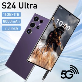 Fnban Unlocked Original S24 Ultra 5G Smartphone 7.3 Inch Cellphone Deca CPU Android 14 Mobile Phonecolor: Purple, ram: 16g, storage capacity: 1TB, plug: AU