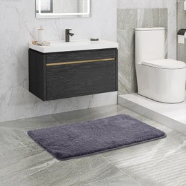 Simurq Non-Slip and Washable Bath Mat, Soft Bath Rug with High Absorbency, Bathroom Rug in Various Sizes and Colours, Bath Runner, Bathroom Mat (Anthracite, 60 x 120 cm)