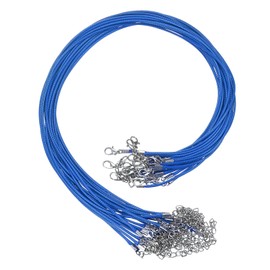 sourcing map 20Pcs Waxed Necklace Cord Bulk Blue 1.5mm Dia 18" Necklace String Rope with Chain Clasp for Pendants Bracelets Jewelry Making Supplies Accessories