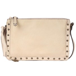 Genuine Italian Leather Boho Studded Crossbody Shoulder Bag - Stylish, Durable, & Perfect for Everyday Use for women, Beige, Medium