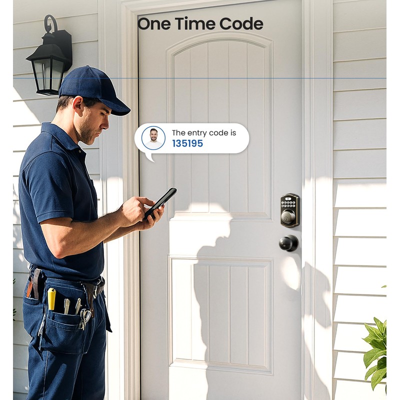 Veise Keyless Entry Door Lock with 2 Knobs, Electronic Backlit