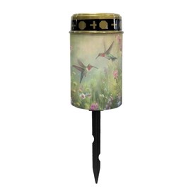Uorisanigo Green Hummingbird Solar Memorial Lights for Graves Cemetery Flameless Candle Light for Prayer Cemetery Solar Power Lights for Grave Cemetery Decor Waterproof Lamp