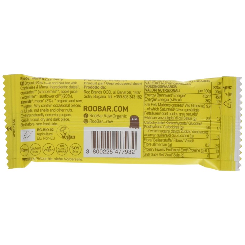 Roobar maca und cranberries, 10er Pack (10 x 30 g)