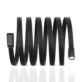 JSADZKJ 90Degree USB C to C Cable,USB 2.0 Type C Flat Cord, Right Angle Type C Male to Male Extension Cable Support Charging and Data Transfer for Laptop,Phones, Car 1M (Down Angle to Female)