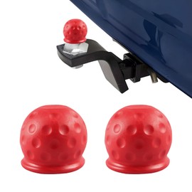 NYTKL 2 PCS Trailer Ball Cover, 2 Inch ID Waterproof Rubber Towball Protector Dustproof Sleeve, Heavy Duty Trailer Hitch Ball Protective Caps Replacement for RV Truck Boat Caravan (Red)