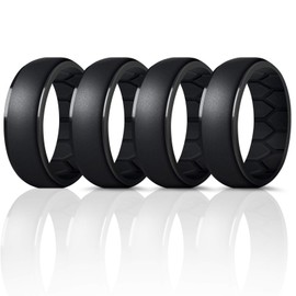 Forthee Silicone Wedding Ring for Men, Breathable Airflow Inner Curve, Mens' Rubber Wedding Engagement Bands for Crossfit Workout, Size 13