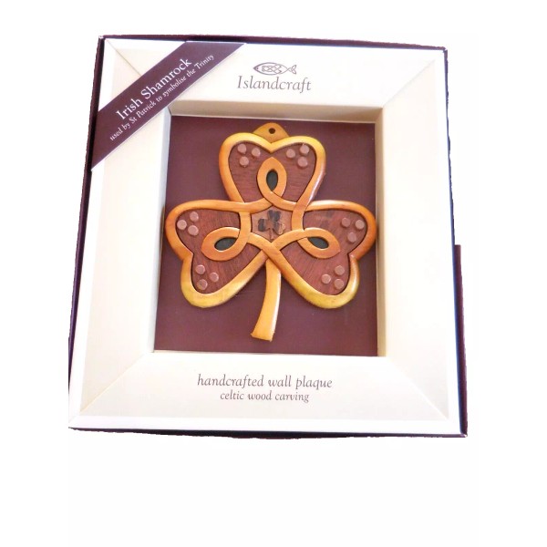 Islandcraft Irish Shamrock wooden Wall Plaque, Islandcraft, gift boxed